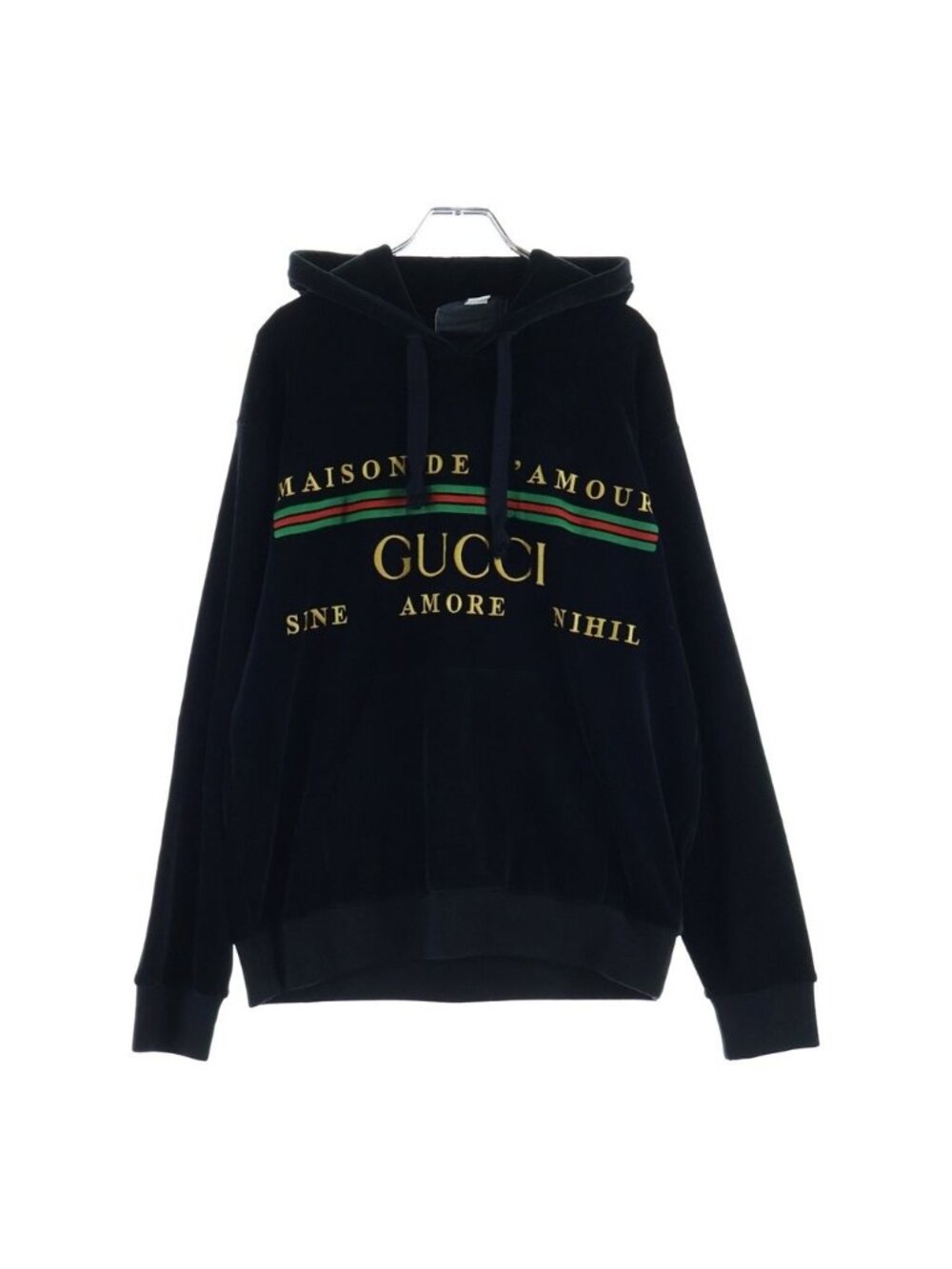 Gucci Logo Hoodie Long Sleeve Velour Black